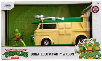 Jada 1:24 TMNT Party Wagon ve Donatello Figürü Açılır Kapılı Ağır Metal Die Cast Ninja Kaplumbağalar Zırhlı Minibüs Araba Modeli Çocuk ve Yetişkin için Koleksiyon Oyun Seti - Görsel 3