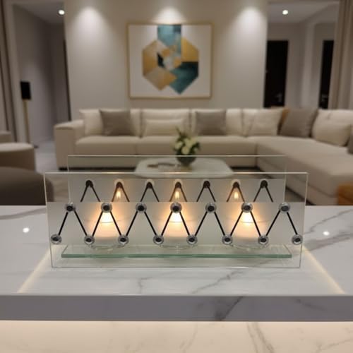 Alternative view of Cam Dekoratif Zikzak Tasarımlı Şamdan 20x9 cm | Tealight ve Banyo Düzenleyici | Modern Ev Ofis Masaüstü Aksesuar