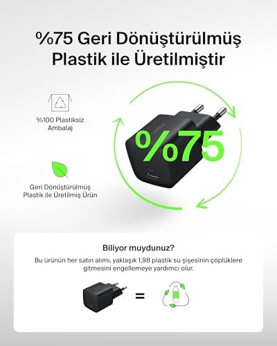 Alternative view of USB-C Fiş 25 W - USB-C Telefon Şarj Cihazı, Apple iPhone 16, 15 Plus, Pro, Pro Max, iPad,  Galaxy S25, Pixel 9, Nintendo Switch ve Fazlası için PD 3.0 PPS Hızlı Şarj Cihazı, Siyah