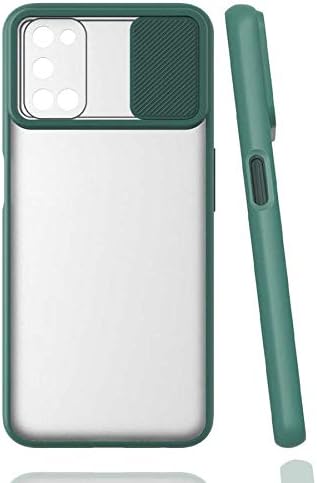Oppo A72 ile uyumlu Kılıf Slayt Sürgülü Arkası Buzlu Lensi Kapak - Koyu Yeşil