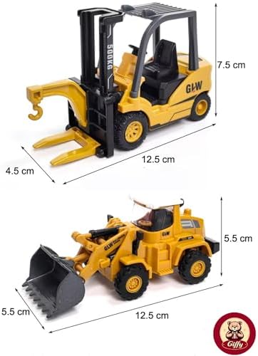 /Oyuncak Kutulu Metal Başlıklı İş Makinaları Seti Kepçe Bulldozer Forklift 4 Ü 1 Arada Set Sürtmeli 1:70 Ölçek Full Metal Başlık RC İş Makinası Setleri