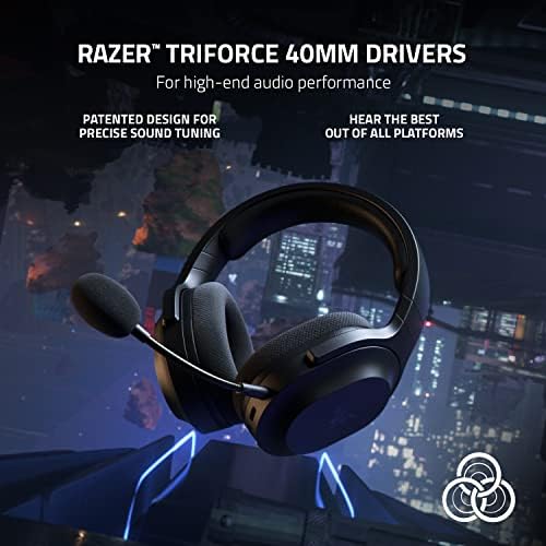 Razer Barracuda X - Kablosuz Çoklu Platform Oyun ve Mobil Kulaklık (SmartSwitch Çift Kablosuz, Ergonomik Tasarım, TriForce 40mm, Kardioid Mikrofon, Kulaklık Üstü Kontroller, 50 saat Pil USB-C) Siyah - Görsel 3