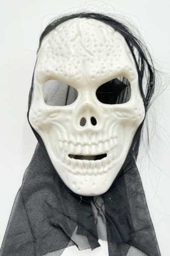 Alternative view of Halloween Maske İskelet Kuru Kafa Tüllü Siyah Beyaz