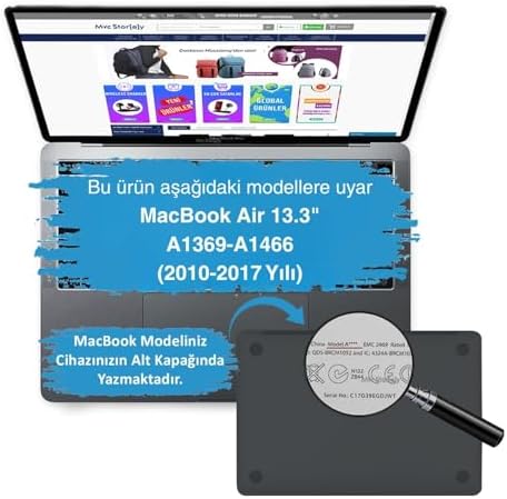 Alternative view of MacBook Air 13 İnç Kılıf A1369 A1466 Uyumlu Mor Çiçek Desenli Hard Case Sert Koruyucu Kapak Floral Printed Laptop Case 2010-2017 Beyaz