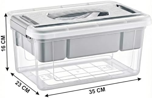 Büyük Boy Bölmeli Organizer Kutu 9 Litre - Şeffaf Tasarım Saklama Kabı - Ev Araba Saklama Kutusu - Ev Banyo Düzenleyici, Dolap Düzenleyici, Saklama, Kutu, Organizer - Görsel 3