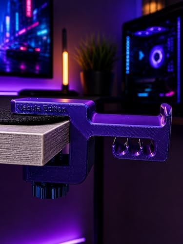 Mor-Mavi Premium Kulaklık Standı | 3D Premium Tasarım | Gamer Masa Kenarı Aksesuarı | Nebula Edition - Görsel 3