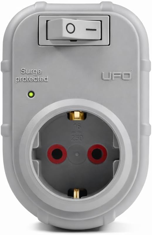 Alternative view of Yeni Tekli Akım Korumalı Anahtarlı Topraklı Priz, Sürekli Koruma, 16A 250V, Max 3500W Aşırı Yük Koruması (Gri)