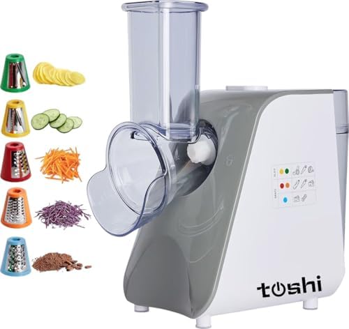 Alternative view of Toshi 5 Başlıklı Elektrikli Çok Fonksiyonlu Sebze ve Meyve Doğrayıcı Rende - Rondo -Gri