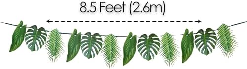 Tropikal Palmiye Yaprağı Çelenk Parti Süslemeleri, Uzunluk 2,6M, 8,5 FT, Yeşil