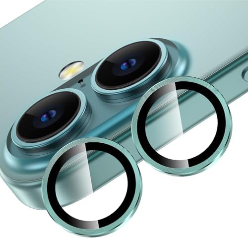 iPhone 16 ve iPhone 16 Plus Uyumlu Kamera Camı Lens Koruyucu Halka Set - Yeşil - Görsel 3