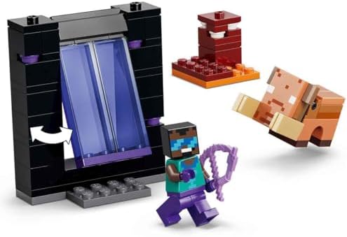 Nether ve End Geçidi Yolculuğu 21584-7 Yaş ve Üzeri Çocuklar için Havalı Kahraman Minifigürü ve Enderman Figürleri İçeren Yaratıcı Oyuncak Yapım Seti, Hediye Fikri (192 Parça)