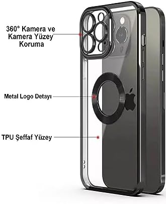 Alternative view of & AKSESUAR iPhone 15 Pro ile Uyumlu Laser Şeffaf Parlak Arka Yüzey Ve Logo Detaylı Kenarları Silikon Yapıya Sahip Lens Koruyuculu Kılıf (Gümüş Rengi)
