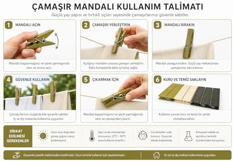 24’lü Güçlü Yaylı Çamaşır Mandalı Seti – Kaymaz Yüzey, Rüzgara Dayanıklı, Dayanıklı Plastik Gövde, Çok Amaçlı Kullanım (Balkon, Bahçe, Mutfak, Dekorasyon)