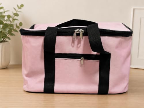 Pembe 22 Litre Termal Piknik ve Taşıma Çantası – Su Geçirmez Kumaş, Kalın Yalıtımlı İç Kaplama, 2 Bölmeli Soğuk-Sıcak Tutucu Çanta (39x27x23 cm)