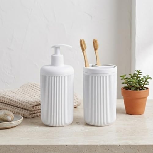 İkili Sabunluk Seti - Modern Banyo ve Mutfak Tezgah Üstü Seti - Sıvı Sabunluk ve Losyon Şişesi - Paslanmaz Pompalı 2'li Set - Görsel 2