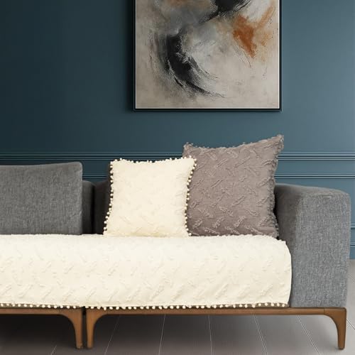 Ponela Bohem Ponponlu Koltuk Örtüsü 90x200 cm Sadece Oturma Alanı (1 Adet)- Ekru - Görsel 3