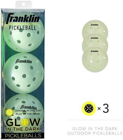 Franklin Sports Karanlıkta Parlayan Pickleball Topları, 3'lü Paket