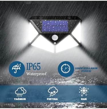 Geniş Açılı Solar 100 LED 3 Modlu Harekete Duyarlı Güneş Enerjili LED Suya Dayanıklı Solar Bahçe LED Aydınlatma Işık Hareket Sensörlü Işık Yüksek Işık Aydınlatma - Görsel 3