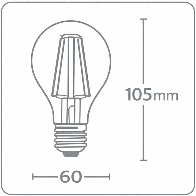 6,5W LED Filament Ampul E27 | 60W Eşdeğer | 2700K Sarı Işık | 810 Lümen | 2’li Paket | Enerji Sınıfı E