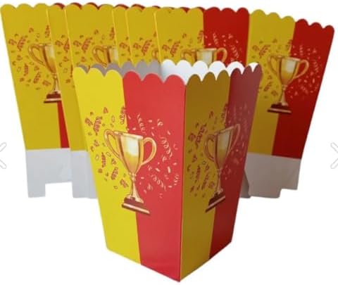 Sarı Kırmızı Aslan Temalı Popcorn Kutusu, 8'li Set, Doğum Günü Parti Malzemesi