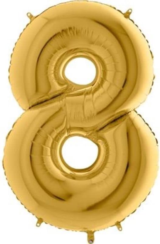 8 Rakamlı 16 İnç Gold Renk Folyo Balon 36 CM (Altın)