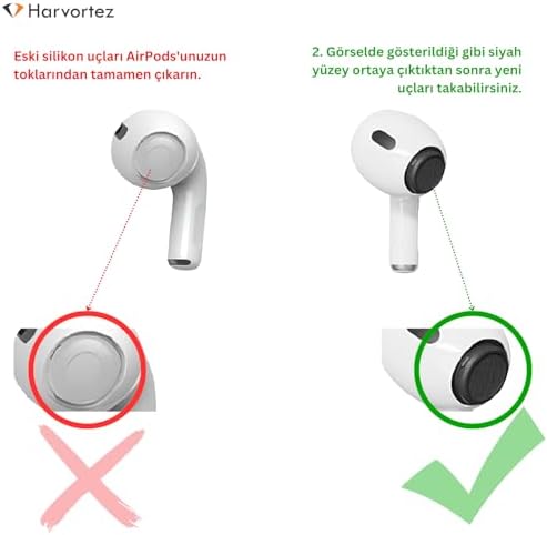 , Apple AirPods Pro 1. ve 2. Nesil ile Uyumlu 3 Farklı Boyutta Silikon Yedek Kulaklık Uçları, AirPods Pro Ear Tips - 3 Sets (S/M/L) - Görsel 3