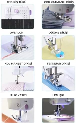 ROBO 12 Fonksiyonlu Dikiş Makinesi, Beyaz, 2 Yıl Garantili, 50/60 Hz