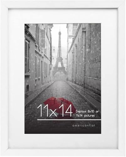 Alternative view of (11x14, 1 Pack, White) - 28cm x 36cm White Wood Picture Frame with Glass Front; Made to Display Pictures 20cm x 25cm with Mat or 28cm x 36cm Without Mat; Hanging Hardware Included