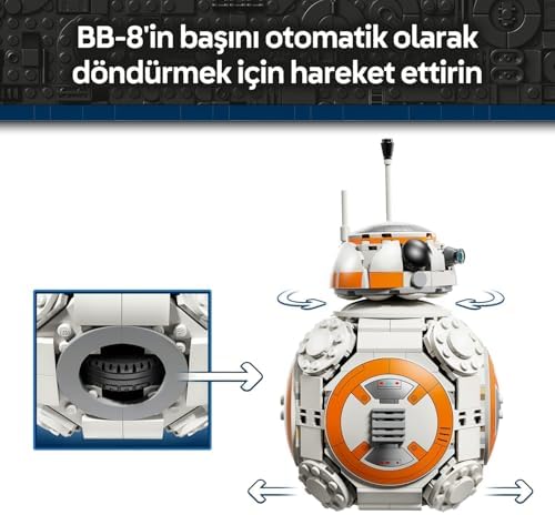 BB-8 Astromech Droidi 75452-10 Yaş ve Üzeri Çocuklar için Standart Boyutlu BB-8 Figürü İçeren Koleksiyonluk Yaratıcı Oyuncak Yapım Seti, Çocuklar için Hediye Fikri (569 Parça)