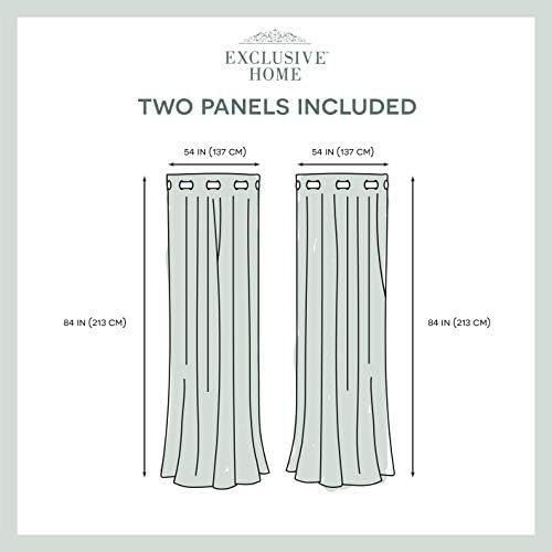 Exclusive Home Navaro Çizgili Şeffaf Gromet Üst Perde Panel Çifti, 137 cm x 213 cm, Kış Beyazı - Görsel 3