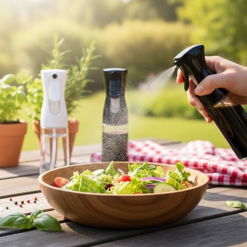 Alternative view of 1 Adet Cam Sprey Yağlık, 225 ml Yağ ve Sirke Püskürtücü, Büyük Boy, Çok Amaçlı Mutfak Gereci, Airfryer İçin İdeal (Siyah & Beyaz) (BEYAZ)