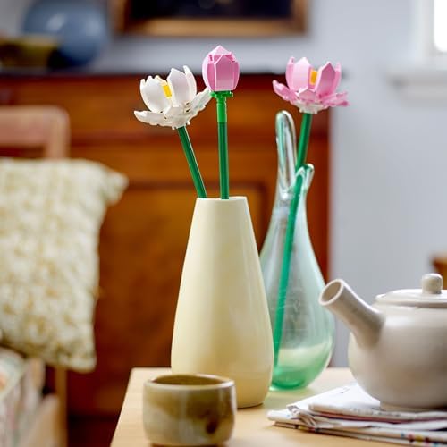 Lotus Çiçekleri 40647 – 8 Yaş ve Üzeri Çocuklar için 2 Tam Açmış Lotus Çiçeği ve 1 Tomurcuk İçeren Yaratıcı Oyuncak Yapım Seti, Çocuklar için Dekoratif Çiçek Hediye Fikri (220 Parça) - Görsel 3