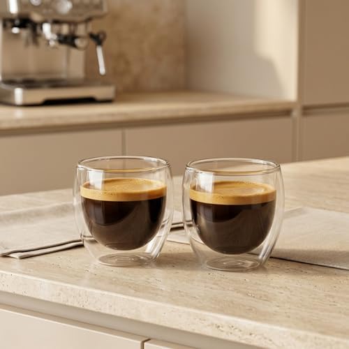 Alternative view of Borosilikat Cam Bardak, 250 Ml Geniş Kapasite, Isıya Dayanıklı Yapı, Çift Cidarlı Yalıtım, Ev Ofis Restoran İçin Kullanıma Uygun Borosilikat Cam Çay Kahve Espresso Latte Sunum Bardağı