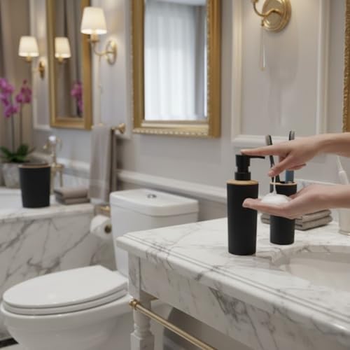 Şık Antrasit 4’lü Banyo Seti – Çöp Kovası, Tuvalet Fırçası, Sıvı Sabunluk ve Diş Fırçalık| Modern ve Dayanıklı Tasarım - Görsel 3