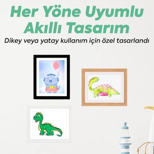 Çocuk Resim Sanat Çerçevesi – Mıknatıslı Kapaklı, Duvara Asılabilir, Etkinlik Sergileme Çerçevesi, Çocuk Çizimleri için Katlanabilir Çerçeve, A4 (Beyaz)