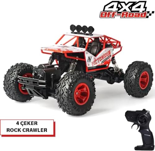 / 1:16 Ölçek 4x4 Uzaktan Kumandalı Rock Crawler Off Road Aracı 4 Çeker Şarjlı 20 Dk Kullanım Kırmızı Ve Mavi Oyuncak Off Road Araba (Kırmızı) - Görsel 3