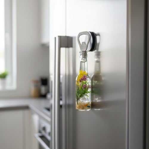 Alternative view of Dekoratif Cam Şişe Şeklinde Manyetik Açacak – Buzdolabı Mıknatıslı, Metal Kapak Açacağı, Şık Mutfak ve Bar Aksesuarı