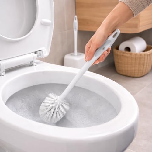 Tuvalet Temizleme Fırçası Etkin Uçlu Klozet Fırçası Seti WC Fırçası Temizleyici Uçlu Fırça (Beyaz)