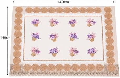 Alternative view of Desenli Masa Örtüsü, Çiçekli ve Kahve Temalı Modeller, Mutfak Ve Yemek Masası İçin, Farklı Desen Seçenekleri 140 * 140 CM (Lavendra Provence)