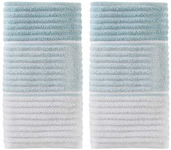 by Saturday Knight Ltd. Planet Ombre%100 Türk Pamuğu El Havlusu, Aqua 2 Adet - Görsel 3