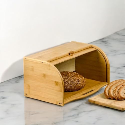 Bambu Lüks Panjur Kapaklı Büyük Ekmek Dolabı, Dolabı, Ekmek Sepeti Sandığı, Ekmeklik, Çok Amaçlı Bambu Kutu - Görsel 3