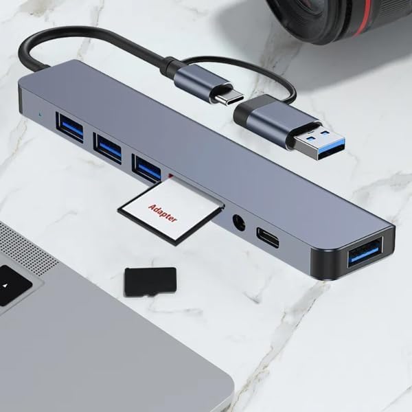Alternative view of Çoklayıcı Adaptör 8 in 2 USB Type-C to USB A, USB C, SD/TF Kart Okuyucu – MacBook ve Laptop Uyumlu Çok Portlu USB HUB Çoğaltıcı