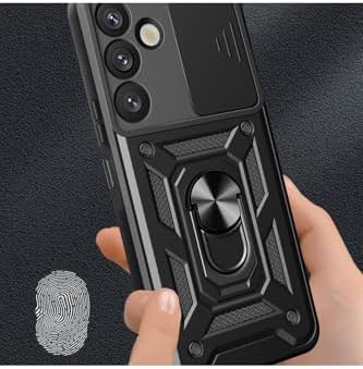 -  Galaxy A17 ile uyumlu 5g Kılıf Kamera Korumalı Sürgülü Yüzüklü Armor Zırh Kapak + 9H Ekran Koruyucu - lacivert