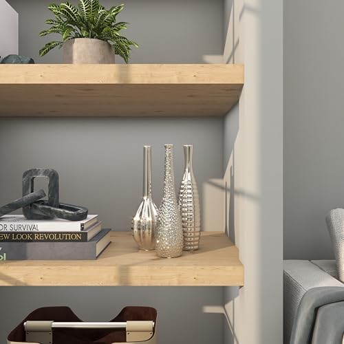 Alternative view of Deco 79 Değişen Desenli Seramik Tomurcuk Vazosu, 3'lü Set 3 "W, 12" H, Gümüş