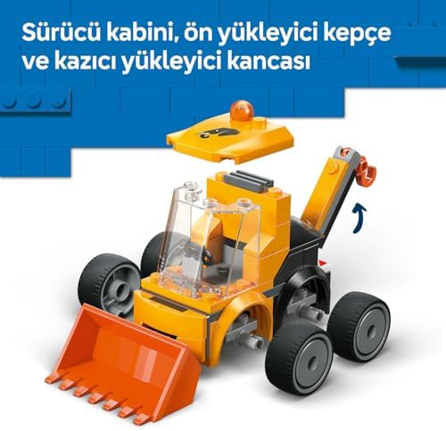 City Araçlar - İnşaat Yükleyicisi 60483 – 5 Yaş ve Üzeri Erkek ve Kız Çocuklar için İnşaat İşçisi Minifigürü İçeren Yaratıcı Oyuncak Yapım Seti, Çocuklar için Eğlenceli Hediye Fikri (61 Parça)