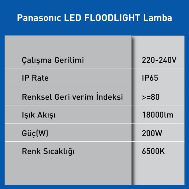 LED FLOODLIGHT 200W 18000LM 6500K Kelvin-Beyaz Işık