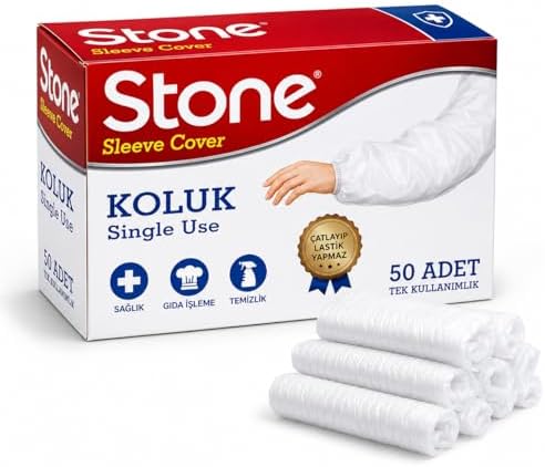 Stone Tek Kullanımlık Kolluk – 50 Adet, Lastikli Hijyenik Koruyucu Kolluk, Gıda Üretimi, Temizlik ve Sağlık İçin Tek Kullanımlık Sleeve Cover