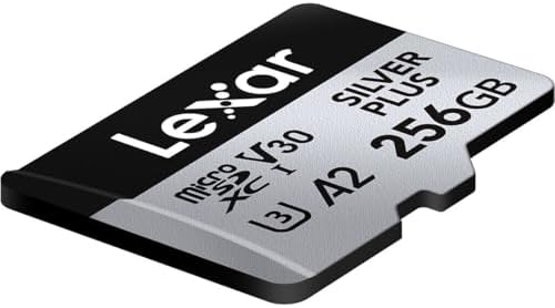 256 GB Profesyonel Silver Plus microSDXC Hafıza Kartı w/SD Adaptör, UHS-I, C10, U3, V30, Full-HD ve 4K Video, 205/150 MB/s'ye kadar Okuma/Yazma, Videografçılar, Oyuncular (LMSSIPL256G-BNANU)
