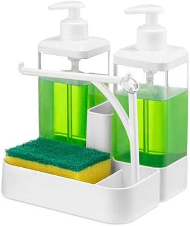 Alternative view of İKİLİ SIVI SABUNLUK VE SETİ - Yüzük Bez Askılı Sünger Hazneli 2X350 ml 2li Sıvı Sabunluk