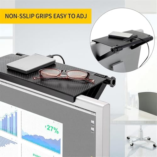 TV Üstü Raf – Ayarlanabilir TV Üstü Stand, Monitör Üstü Raf, Ekran Üstü Düzenleyici, Karbon Desen Kaymaz Organizer, Modem Kumanda Router Telefon Rafı